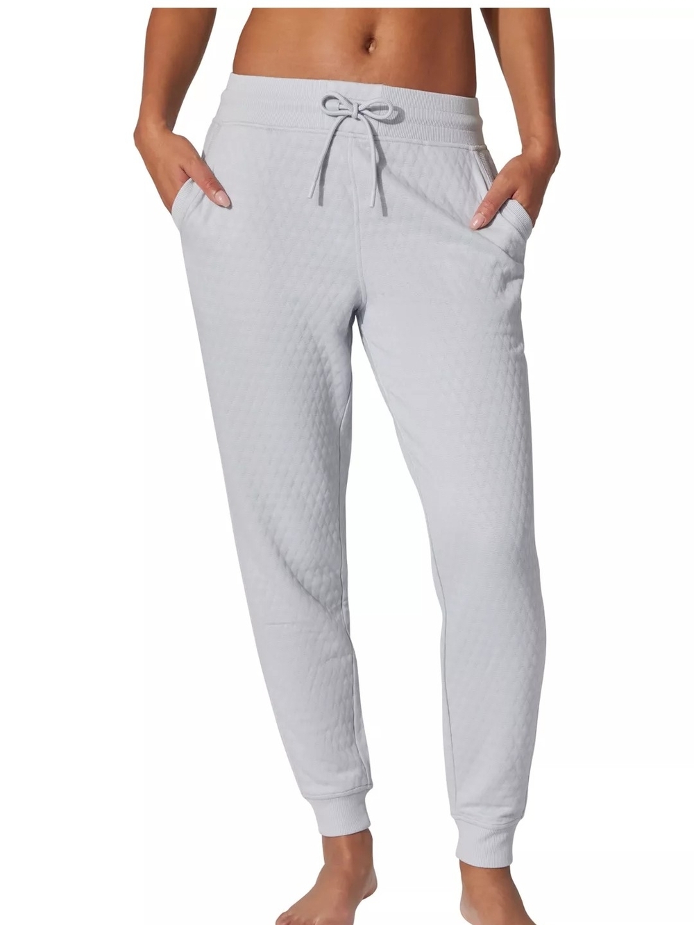 Yogalicious Light Gray Quilted Jogger Pants